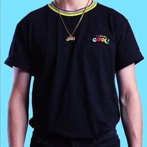 Cool! Crewneck T-Shirt Black Rainbow